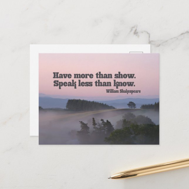 William Shakespeare Inspiration Zitat haben mehr Postkarte (Vorderseite/Rückseite Beispiel)