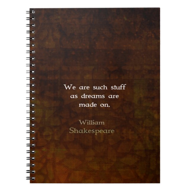 William Shakespeare Inspirational Dream Quote Notizblock (Vorderseite)