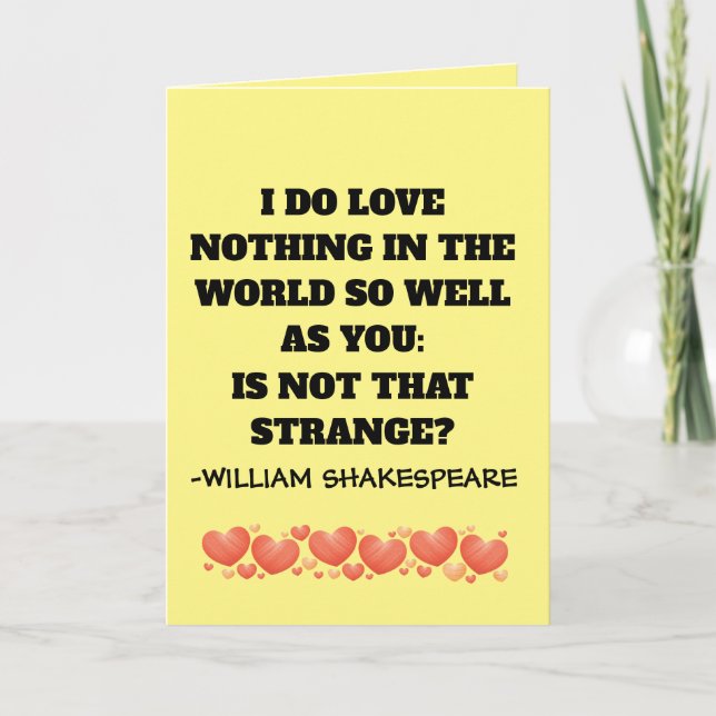 WILLIAM SHAKESPEARE JE T'AIME CARTES ROMANTIQUES (Devant)