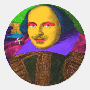 William Shakespeare Pop Art Runder Aufkleber