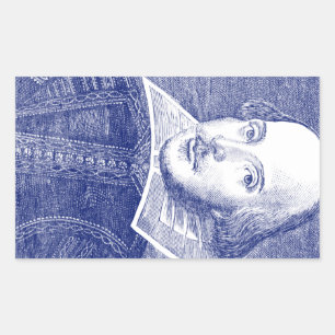 William Shakespeare Portrait from First Folio Rechteckiger Aufkleber