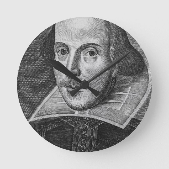 William Shakespeare Runde Wanduhr (Vorderseite)
