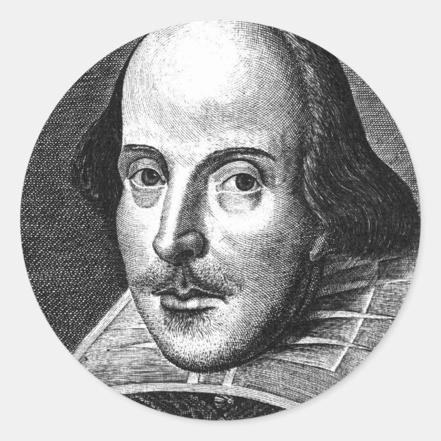 William Shakespeare Runder Aufkleber (Vorderseite)