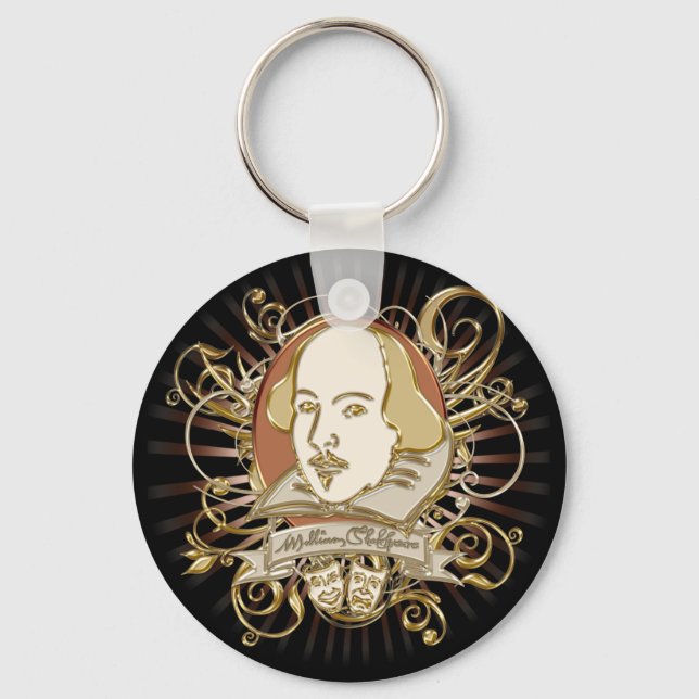 William Shakespeare Wappen (Gold) Schlüsselanhänger (Vorderseite)
