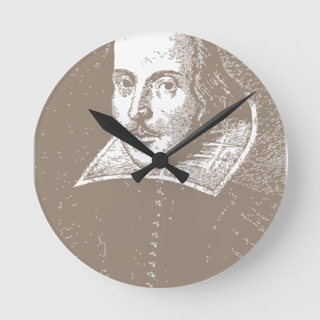 William Shakespeare Warm Gray Runde Wanduhr (Vorderseite)