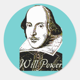 William Shakespeare Will Power T Shirt Runder Aufkleber