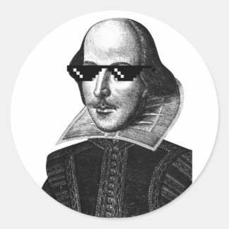 William Shakespeare With Sunglasses Runder Aufkleber