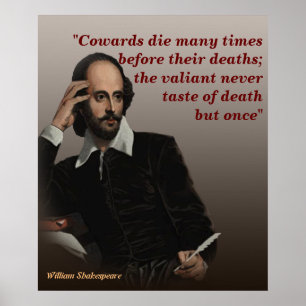 William Shakespeare Zitat über Cowards und Tod Poster