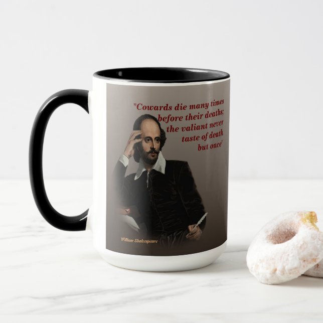 William Shakespeare Zitat über Feiglinge und Tod Tasse (Mit Donut)