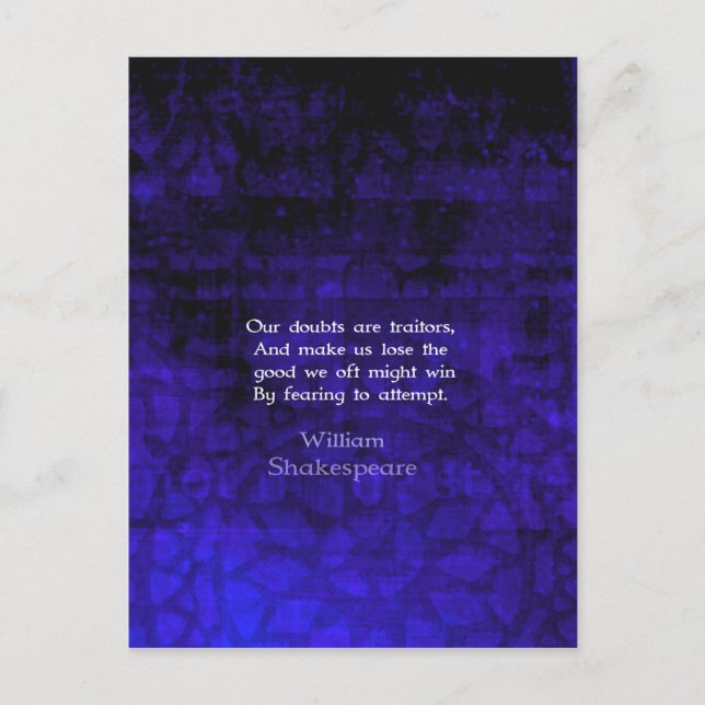William Shakespeare Zitat zum inspirierenden Mut Postkarte (Vorderseite)