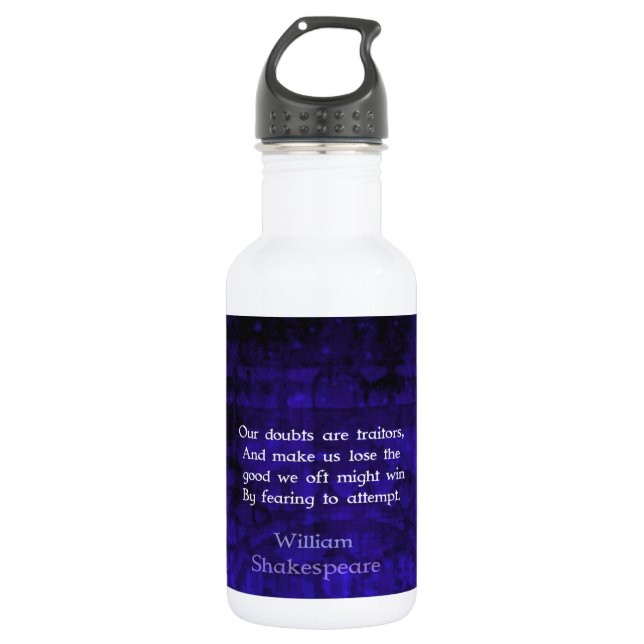 William Shakespeare Zitat zum inspirierenden Mut Trinkflasche (Vorderseite)