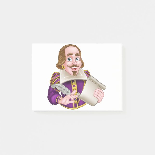William- ShakespeareCartoon Post-it Klebezettel (Vorderseite)