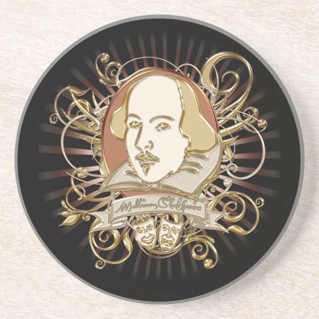 William- ShakespeareWappen (Gold) Untersetzer (Vorne)