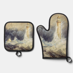 William Turner - Bell Rock Leuchtturm Ofenhandschuh & Topflappen-Set
