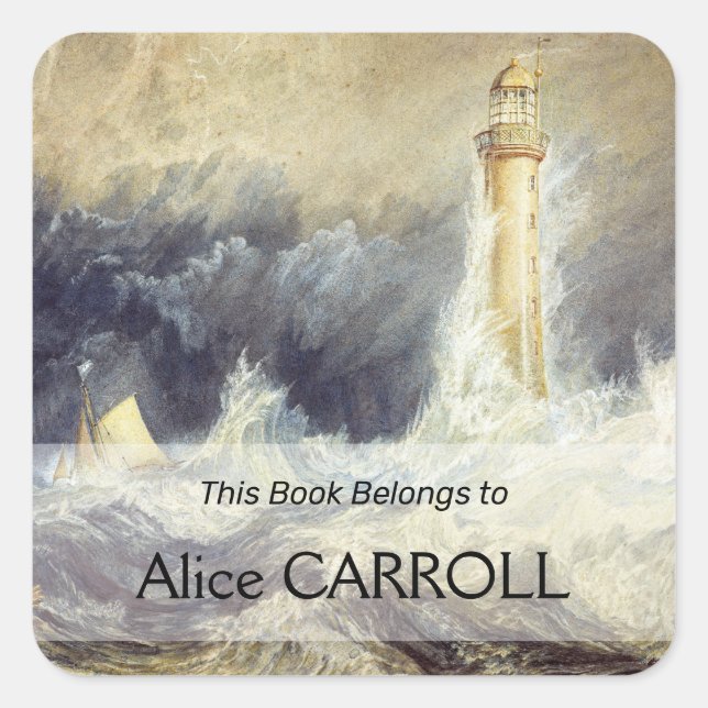 William Turner - Bell Rock Lighthouse Quadratischer Aufkleber (Vorderseite)