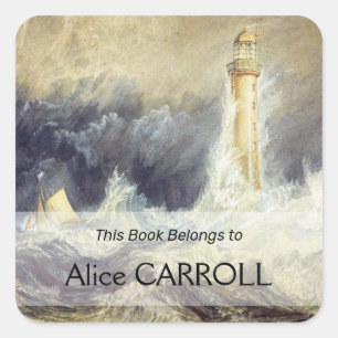 William Turner - Bell Rock Lighthouse Quadratischer Aufkleber