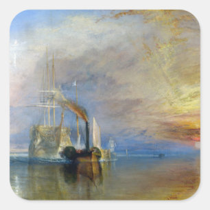 William Turner - Der Kampftemeraire Quadratischer Aufkleber