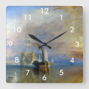 William Turner - Die Fighting Temeraire Quadratische Wanduhr