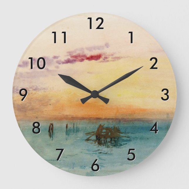William Turner - Die Lagune bei Venedig bei Sonnen Große Wanduhr (Vorderseite)