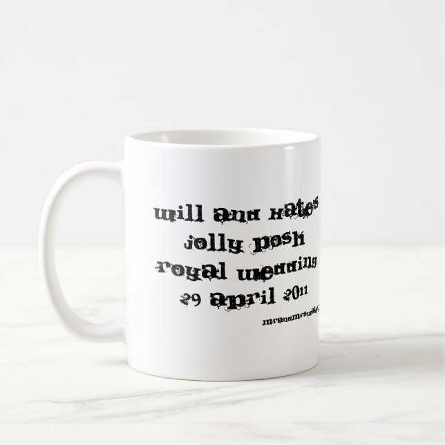 William und Kates lustige vornehme königliche Kaffeetasse (Links)
