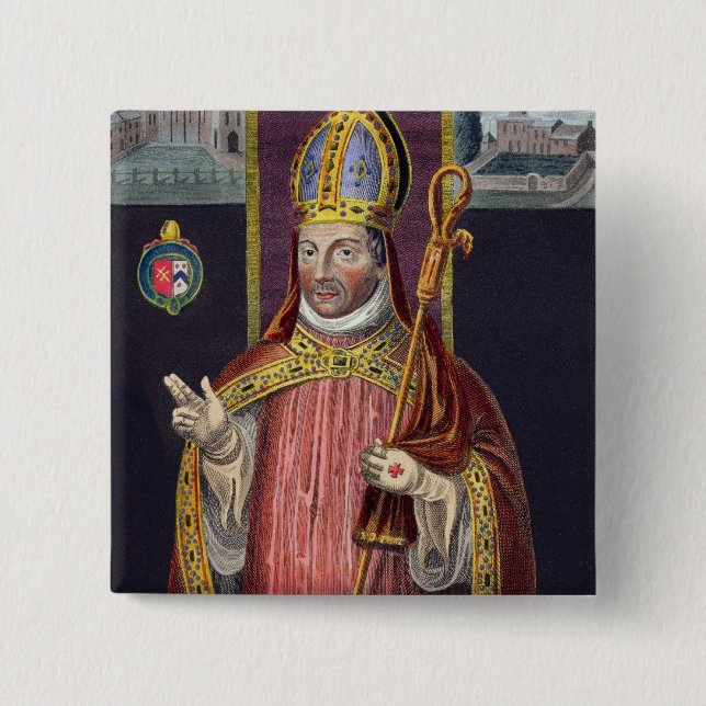 William von Wykeham (1325-1404) (Farbelitho) Button (Vorderseite)