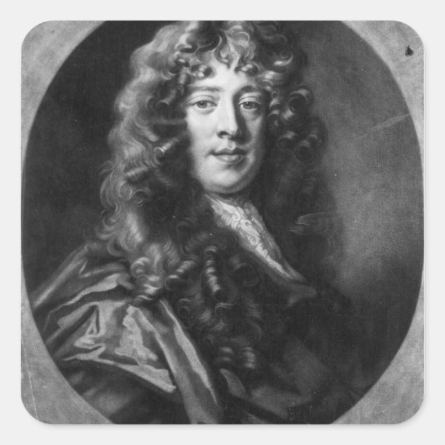 William Wycherley, graviert von John Smith, 1703 Quadratischer Aufkleber (Vorderseite)