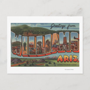 Williams, Arizona - Große Buchstabenszenen Postkarte
