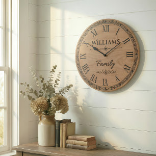 Williams Familienwanduhr – Holzoptik-Dekor Große Wanduhr