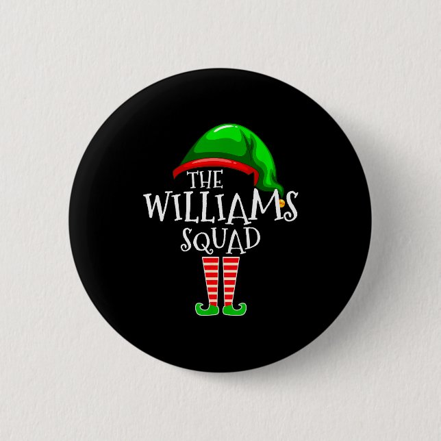 Williams Family Name Squad Matching Group Elf Chri Button (Vorderseite)