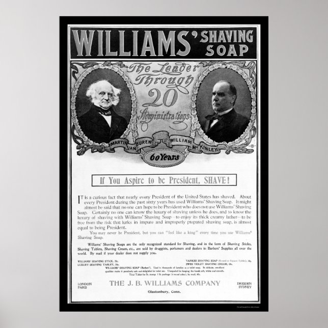 Williams Shave Soap Ad 1901 Poster (Vorne)