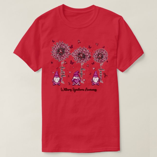 Williams Syndrome Awareness Gnome Glaube hoffen so T-Shirt (Design vorne)