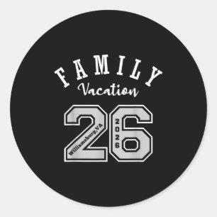 Williamsburg 2026 Familienurlaub Jersey 26 Urlaub Runder Aufkleber