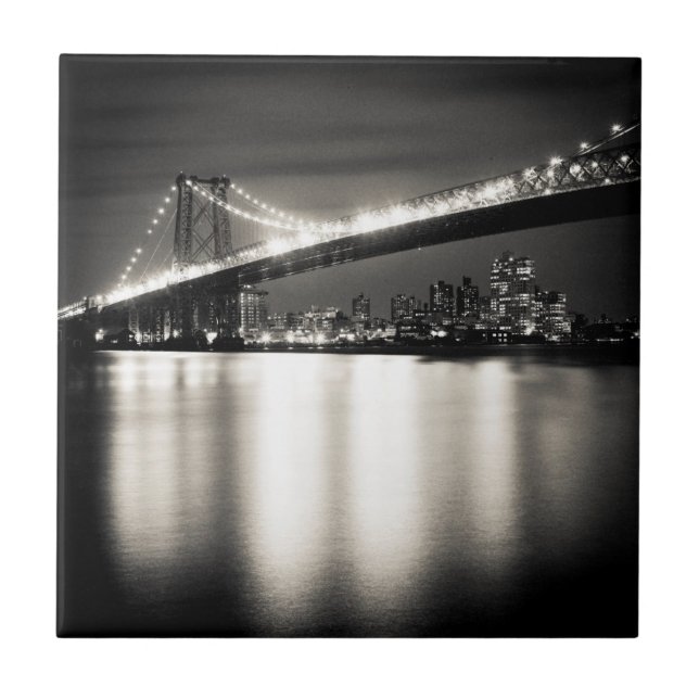 Williamsburg-Brücke in New York City nachts Fliese (Vorderseite)