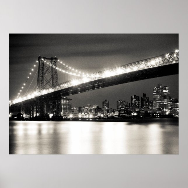 Williamsburg-Brücke in New York City nachts Poster (Vorne)