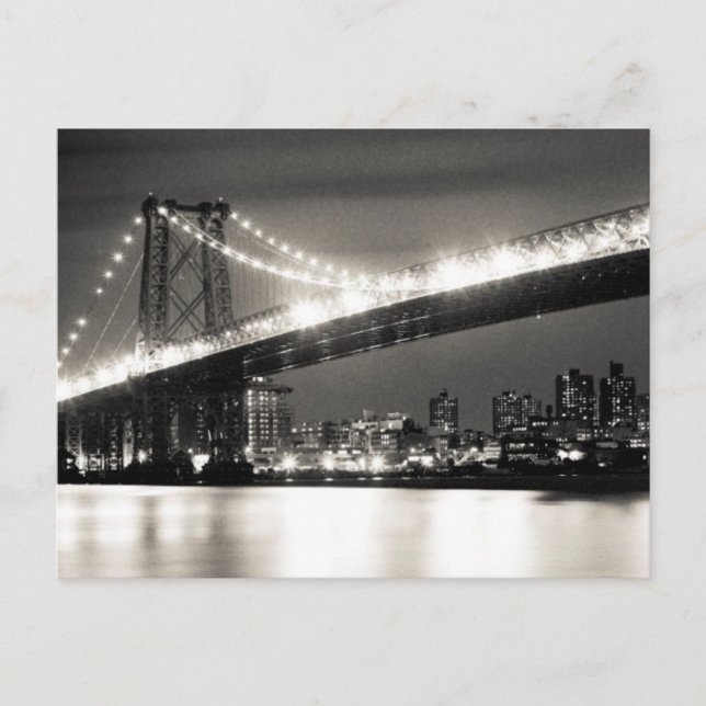 Williamsburg-Brücke in New York City nachts Postkarte (Vorderseite)