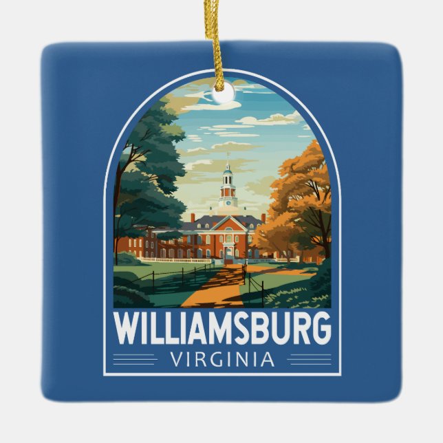 Williamsburg Virginia Reisen Kunst Vintag Keramikornament (Vorderseite)