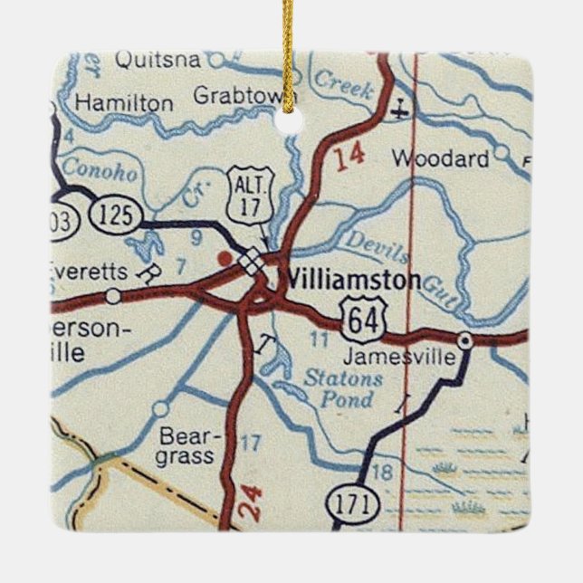 Williamston NC Vintag Map Keramikornament (Rückseite)
