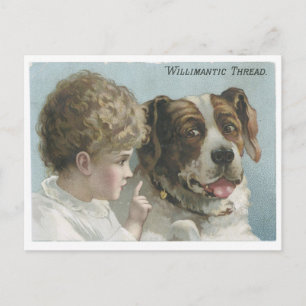 Willimantic Thread kleines Mädchen mit Hund Postkarte