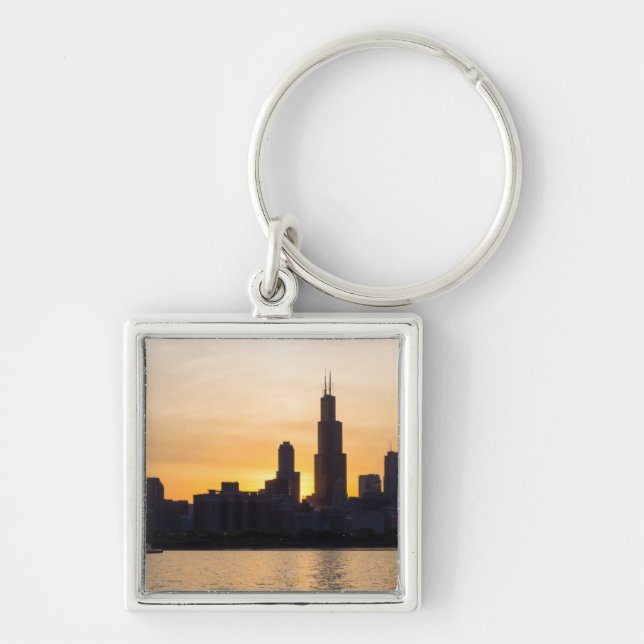 Willis Tower Sunset Silhouette Schlüsselanhänger (Vorne)