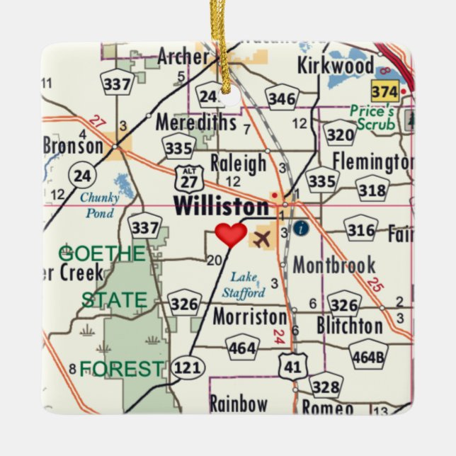 Williston Florida Karte Keramikornament (Vorderseite)