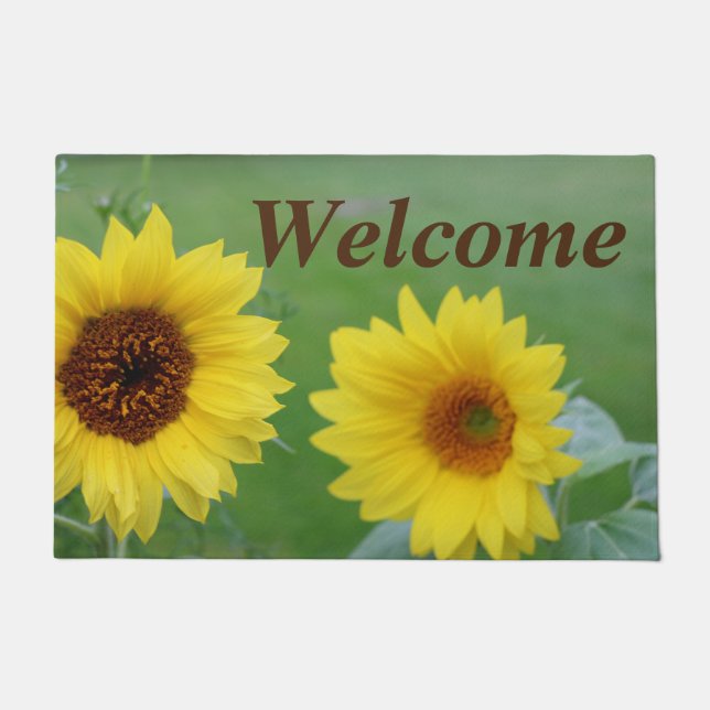 Willkommen 18" x 24" Türen Mat/Sonne Blume Fußmatte (Vorderseite)