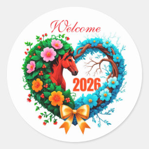 Willkommen 2026 runder aufkleber