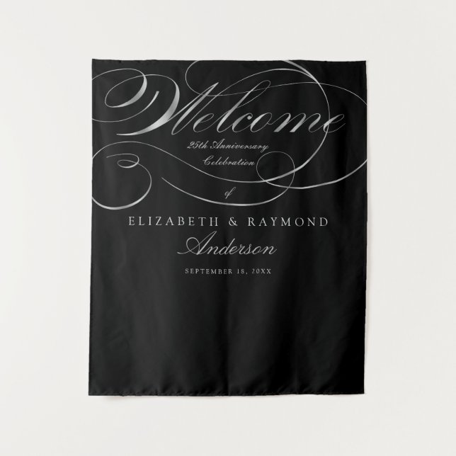 Willkommen 25-jähriges Jubiläum Elegantes Silver S Wandteppich (Vorderseite)