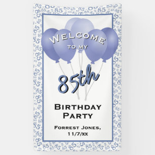 Willkommen 85. Geburtstag Nummer Patten Blau/Weiß Banner