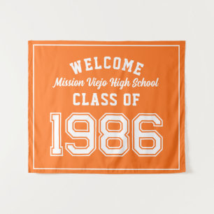 Willkommen Abschlussklasse 1986, Orange-Abschlussf Wandteppich