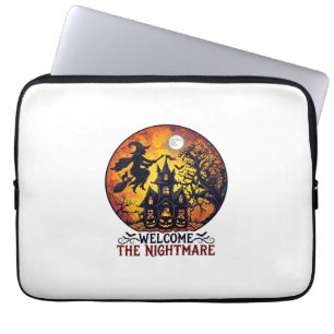 Willkommen Albtraum Halloween Spukhaus Fliegende H Laptopschutzhülle