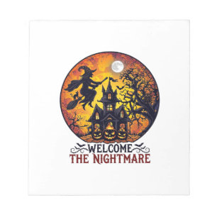 Willkommen Albtraum Halloween Spukhaus Fliegende H Notizblock