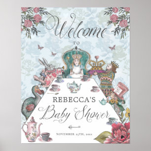 Willkommen Alice im Wunderland-Teeparty-Baby-Showe Poster