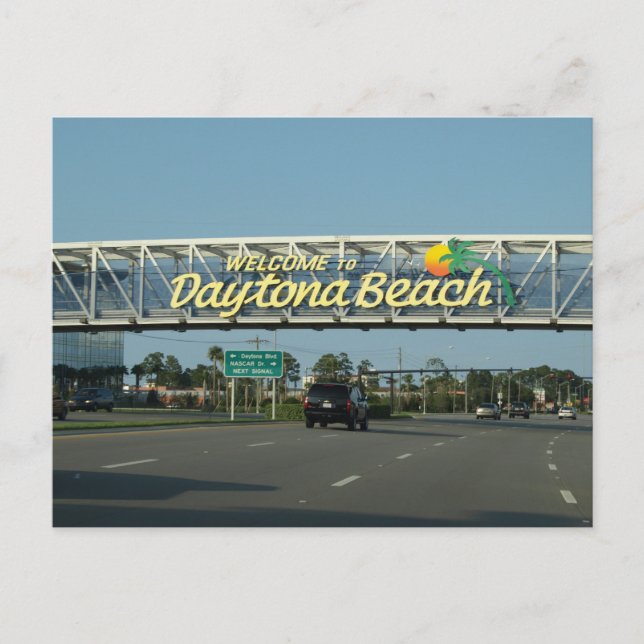 Willkommen am Strand von Daytona Florida Postkarte (Vorderseite)