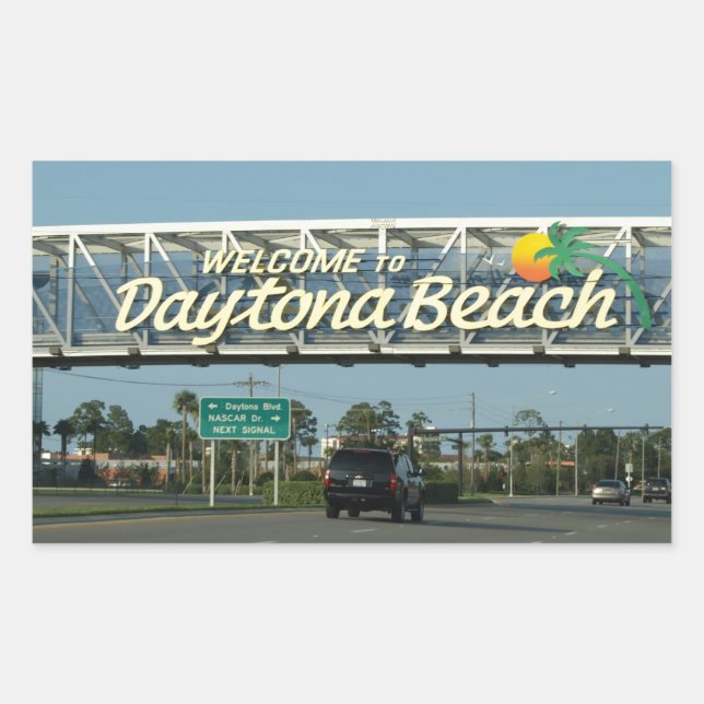Willkommen am Strand von Daytona Rechteckiger Aufkleber (Vorderseite)